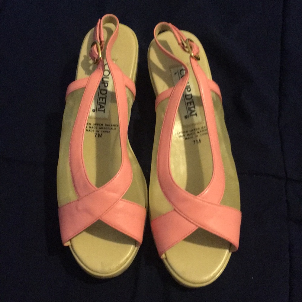 Pink wedge sandals